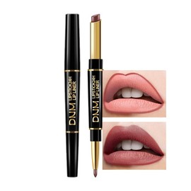 NILKJAR Dark Brown Women's Matte Lipstick and Lip Liner Set,DNM Double-ended Design Lipstick and Lip Liner in One,Lasting Waterproof Lipstick and Lip Liners Combo Lip Liner Pencil Set 11#