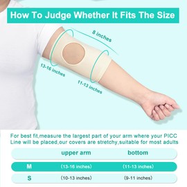 Mistuki Picc Line Sleeve Picc Line Covers for Upper Arm Picc Medical Caps Cast Protector with Mesh Viewing Window for Women Men Soft and Breathable (M)