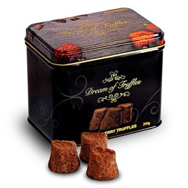 Dream of Truffles - Cocoa Powdered Raspberry Truffles | Sweet & Fruity Raspberry Flavor | Smooth & Creamy | Dark Cocoa Dusted Candy Truffles in a Premium Gift Box | Made in Sweden | 200g