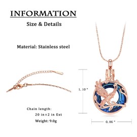 constantlife Cremation Jewelry for Ashes Motorcycle Eagle Deisgn Stainless Steel Pendant Memorial Urn Necklace Ashes Holder Keepsake (A-Rose Gold+Blue)