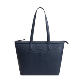Lloyd Baker London – GLOSHI Leather Tote Bag: Women's Classic Modern Design in 100% Genuine Full Grain Leather with a Full Zip Closure- GIBRALTAR SEA (Dark Blue)