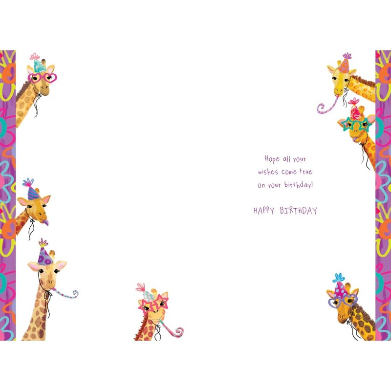 Great Granddaughter 7th Birthday Card Age 7 Giraffes 9" x