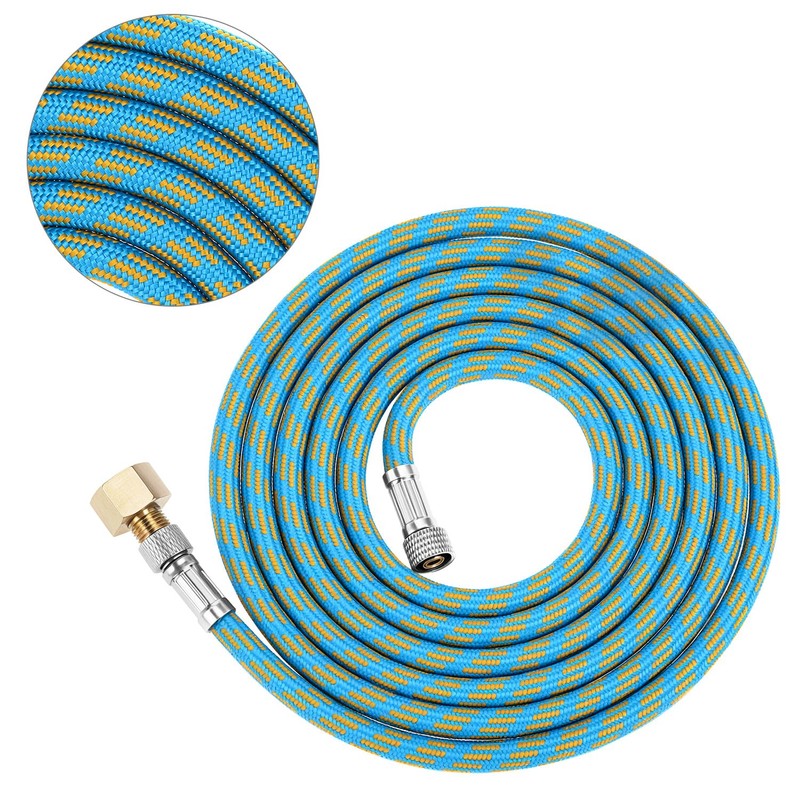 QWORK 6-Ft Braided Airbrush Hose with G1/8 to G1/4 Adapter,