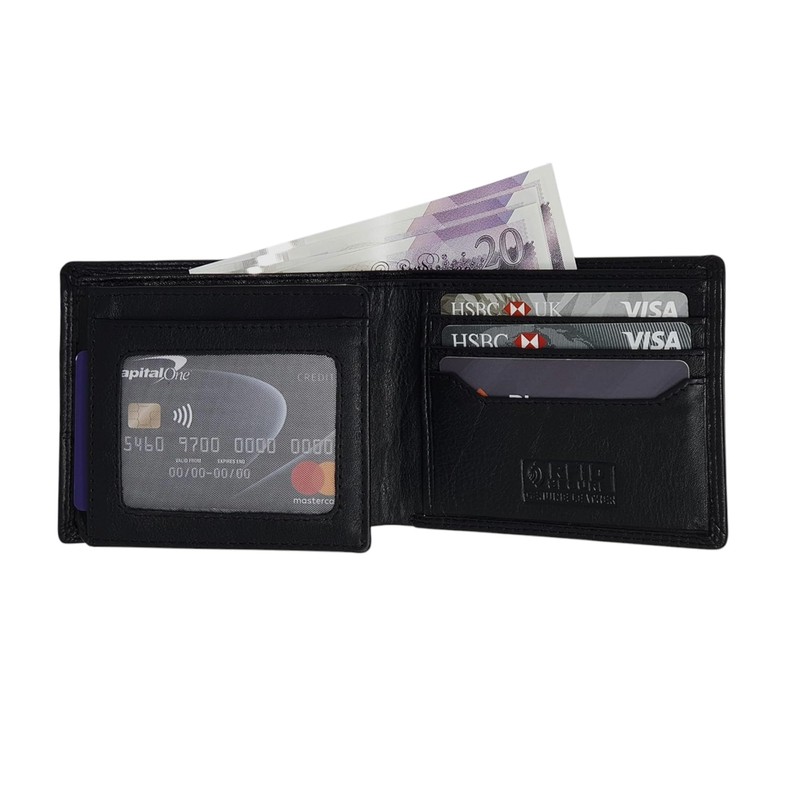 MORUCHA Black Tap-&-Go RFID Wallet, Soft Cowhide Leather Passcase Wallets,
