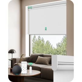 Allesin Motorized Roller Blinds with Remote Control for Windows, Blackout Automatic Shades with Quiet Motor, Dry Battery Powered Electric Blind (White 35" W x 72" H)