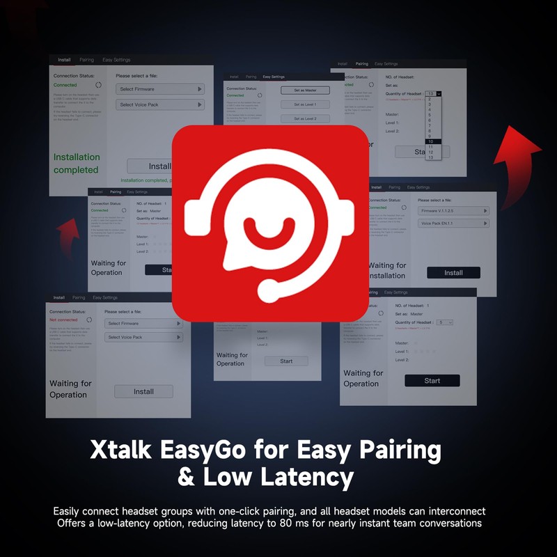 SYNCO XTalk XPro Wireless Intercom Headset with Antenna Enhanced Signal