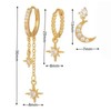 Gold Huggie Hoop Earrings Set with Crystal Moon and Star