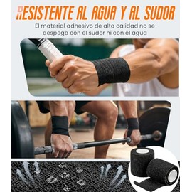 24 Piezas Vendaje Autoadhesivo Elástico, Cinta Cohesiva No Tejida Transpirable, Vendaje Deportivo para Muñeca, Tobillo, Esguinces y Estiramientos (Neg