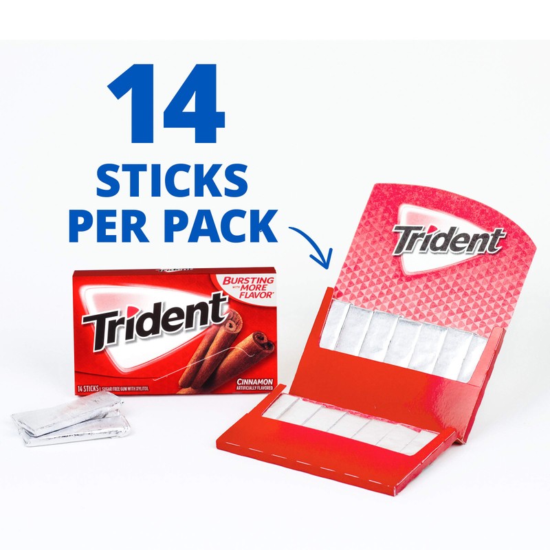 Trident Sugar Free Gum, Cinnamon Flavor, 60 Packs (840 Pieces