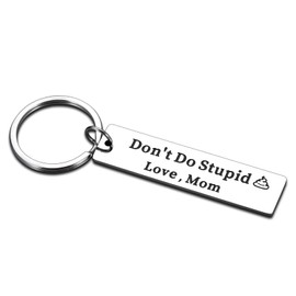 SYGUNAR Funny Easter Basket Stuffers Gifts for Teen Boys Girls Dont Do Stupid Love Mom Keychain Birthday Gifts from Mom Stocking Stuffer for Teens Kids Teenage Son Daughter Humor Gag Gifts Graduation