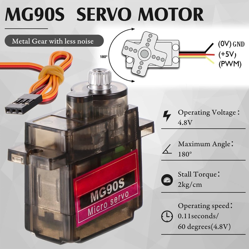 2 Pcs MG90S 9g Micro Servo Motor Metal Gear Micro