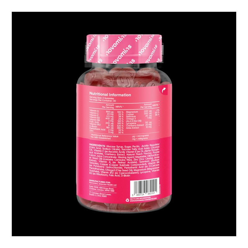 Novomins Multivitamin Peach Flavour 60 Gummies 30 Days Supply