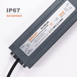 GINRANS 300W IP67 Waterproof LED Power Supply, Universal Input AC100-130VAC with Plug, 24V DC 12.5A Max. Constant Voltage Output LED Transformer Driver for Outdoor LED Lights