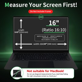 Laptop Privacy Screen 16 Inch, Laptop Screen Privacy Shield 16:10 Aspect Ratio Anti-Glare Blue Light Computer Monitor Protector,Removable 16in Filter for Lenovo HP Dell Acer Asus Thinkpad Envy Xps