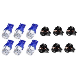 cciyu 6Pack T10 5-5050-SMD PC194 168 Blue LED Bulb Instrument Panel Cluster Dash Light W/Twist Lock Socket