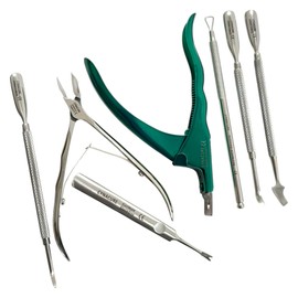 7pcs Kit - Manicure and Pedicure Tools - Cuticle Pushers & Cutters, Nail Nipper | Autoclave-Safe Tools for Home and Professional Use (Green)