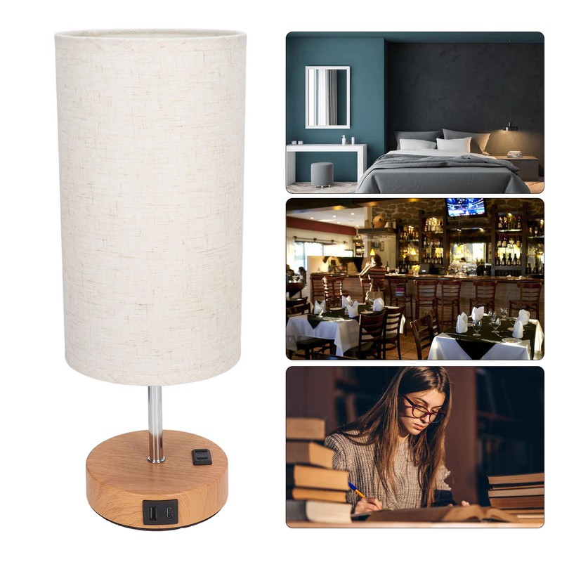 Touch Control Table Lamp Metal and Cloth USB Charging Three