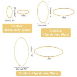 OLYCRAFT 240pcs Open Bezel Pendant Charm Hollow Frame Pendant Blanks Oval Earring Charms Oval Brass Rings Open Bezel for Earrings Making DIY Jewelry UV Resin Crafts - Golden & Silver Plated