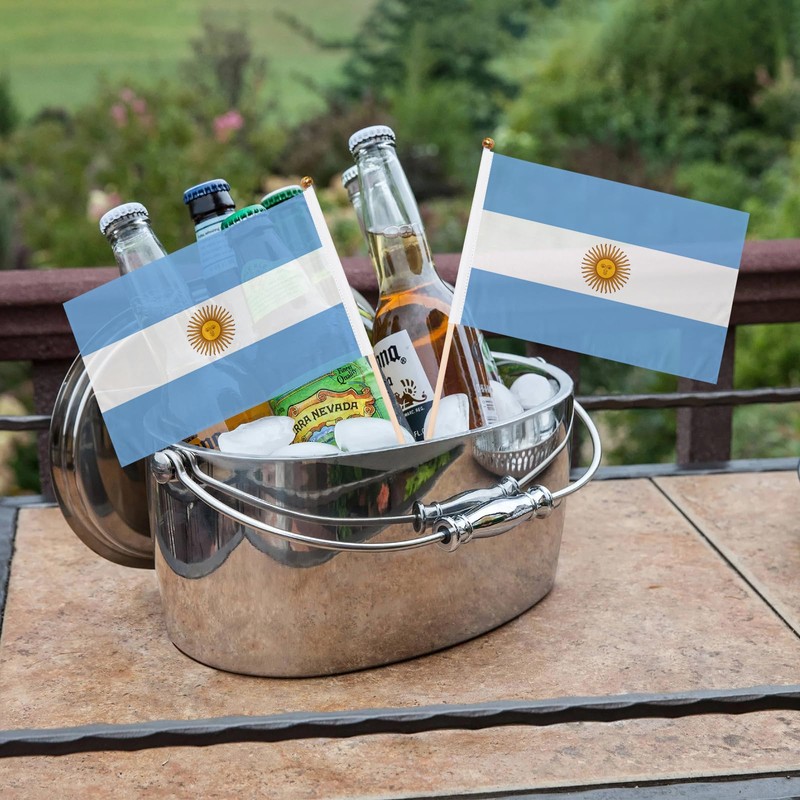 12 Pack Mini Argentina Flags on Stick 5×8Inch Handheld Small