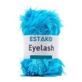 Estako Eyelash, 100% Polyester Yarn, Soft, Fuzzy for Crochet and Knitting 3.53 Oz (100g) / 153 Yrds (140m) (1235 - Turquoise)