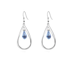 POLITENY 18K Gold-Plated 925 Sterling Silver Hook Twist Leaf Holiday Hypoallergenic Dangle Earrings for Women Gifts Engagement Wedding with Austrian Daiamond Cut Waterdrop Crystal Hight Polished Long :1.9 IN (ice blue (waterdrop style))