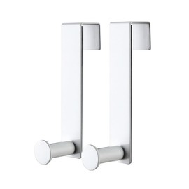 Hooks for Cabinets and Cupboards Doors, Shower Hooks Towel Hanger for Glass Door, Towel Hooks for Kitchen Bathroom Cabinets Cupboards, Stainless Steel Utility Hooks, Pack of 2, White