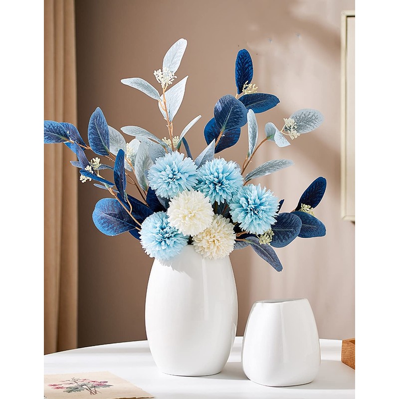 White Ceramic Vase, Flower Base, White, Large, 7.9 inches (20
