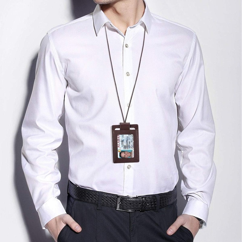 HAWEE Men's ID Card Holder, Card Case, Name Holder, Zipper,