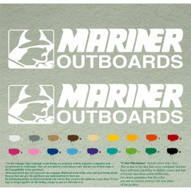 Pair 24" Mariner Outboards compatible replacement Decals Vinyl Stickers * White* Vinyl Stickers Boat Outboard Motor Lot of 2