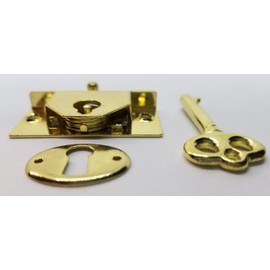M-1880 - Brass PLTD Steel Half Mortise Chest Lock 1-3/4"Wide x 7/8"high x 1/4"