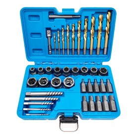 JEUCLEL 40PCS Bolt Screw Extractor Set, Easy Out Bolt Remover Adaptor Kit with Hex Adapter, Knockout Pin, Left Hand Cobalt Drill Bit, Bolt Extractor Removal Tool for Damaged, Studs, Rusted, Screw