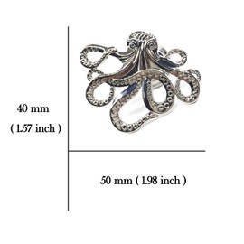 ZILucky Octopus Drawer knobs Nautical Beach Ocean Theme Home Decor Drawer Pulls Handles for Dresser Cupboard Wardrobe Cabinet Kitchen Knobs Pack of 4 (Silver)