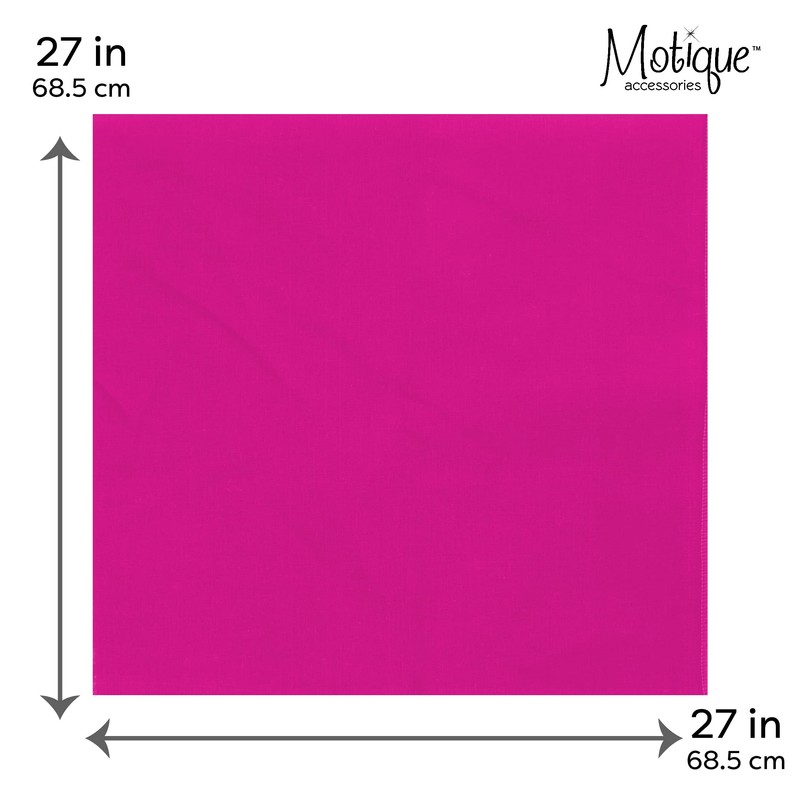 Motique Accessories Extra Large Solid Bandana 27x27 Inch (Hot Pink)