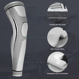 Ruilaibao 2 Pack Full Leg Compression Sleeves for Men And Women Long Knee Brace Support for Basketball, Running, Workout, Cycling, Sport (Gray, XX-Large)