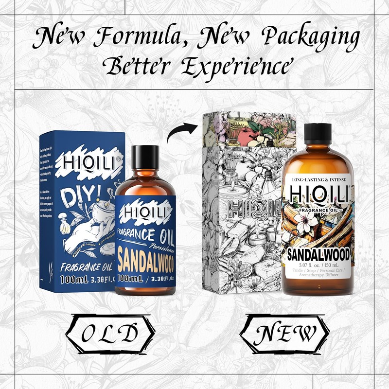 HIQILI Sandalwood Fragrance Oil for Home Diffuser, Luxury Hotel Scent,