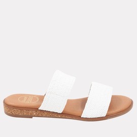 Andre Assous Womens Galia Slip On Sandal Featherweight Summer Essentials Luxury Vinyl Slipper, White, 6