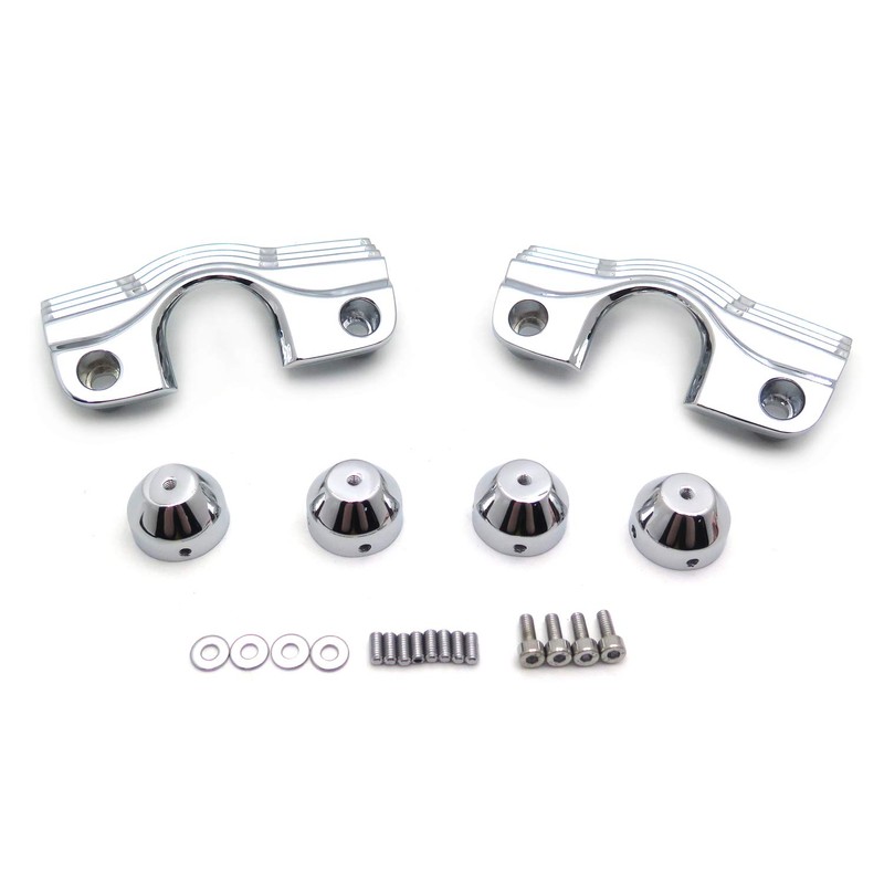 HTTMT- Chrome Slotted Finned Spark Plug Head Bolt Covers Compatible