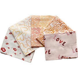 CraftsFabrics Heart & Love Fat Quarters 5 x Printed Fabric Bundles 45 x 55 cm Orange 100% Cotton Ideal for Crafts, Patchwork and Dressmaking