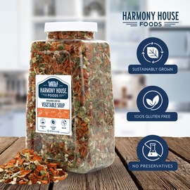 Harmony House Premium Vegetable Soup Mix - Dehydrated Vegetables for Cooking, Camping, Emergency Supply and More (9 oz, Quart Size Jar)