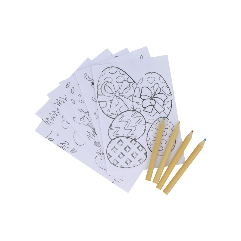 HENBRANDT Single Eco-Friendly Mini Easter Colouring Set with 6 Sheets