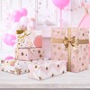 GAOHUI Pink Wrapping Paper, Cute Girls Birthday Wrapping Paper Female