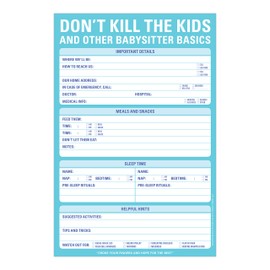 Knock Knock Don't Kill the Kids Babysitter Checklist Note Pad, 6 x 9-inches