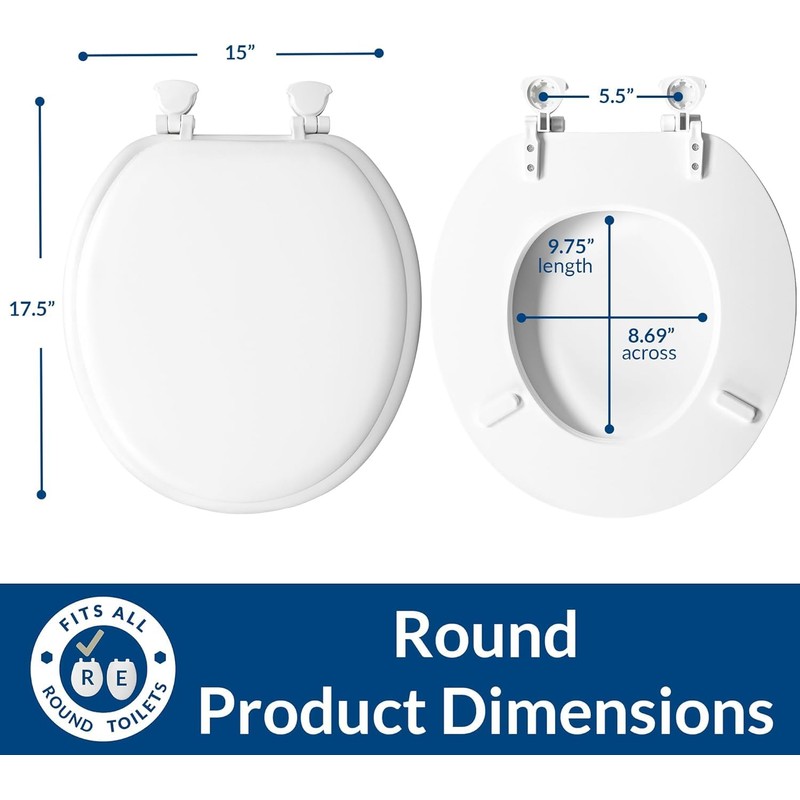 Plexon Padded Toilet Seat, Cushioned Soft Vinyl over Wood Core