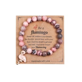 COLORFUL BLING Healing Crystal Beaded Stretch Bracelet Never Forget How Flamazing You are Flamingo Bracelet Gifts Natural Stone Inspirational Bracelet for Women -Style 3