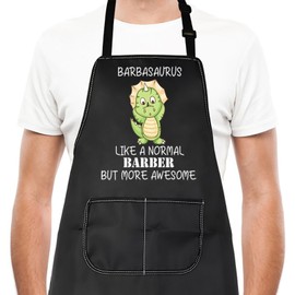 Funny Barber Gift Barbasaurus Like A Normal Barber Waterprof Adjustable Apron for Hair Stylist Dad Teacher, Barbasaurus, One Size