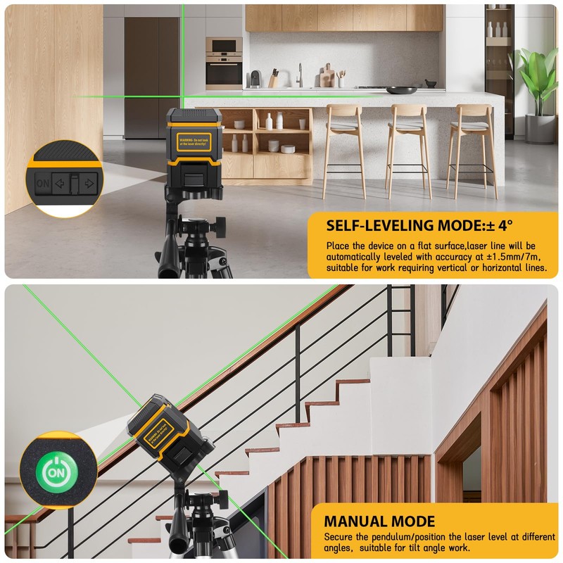 ASOBRIS Laser-Level-with-Tripod, Green Cross Line Laser with Tripod Self-Leveling, Lazer