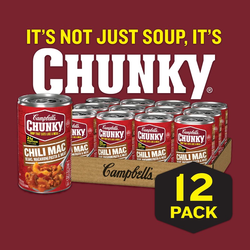 Campbell's Chunky Soup, Chili Mac, 18.8 Ounce Can (Case Of