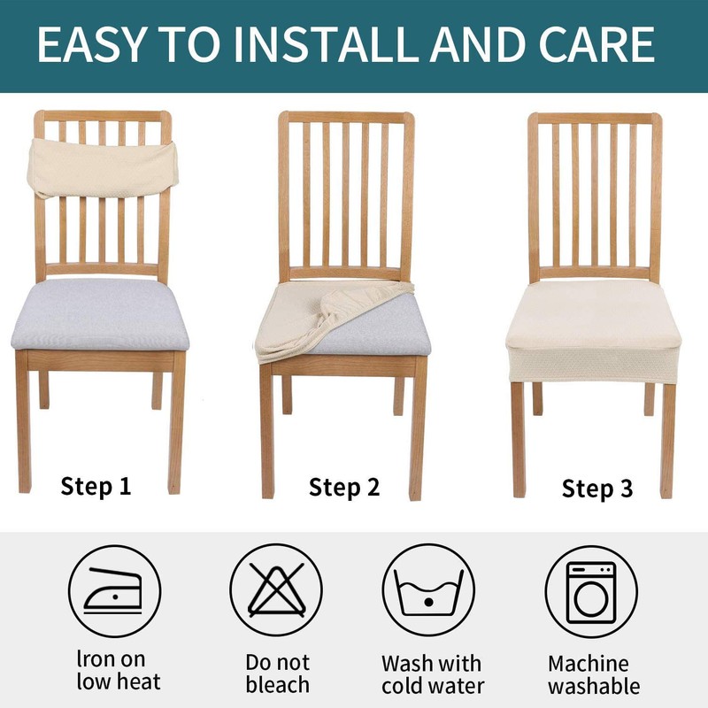 smiry Dining Chair Seat Covers, Jacquard Dining Chair Seat Protectors,