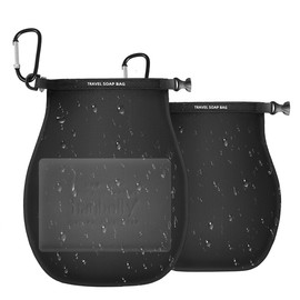 2 Pack Soap Travel Case Container, Portable Soap Bag Travel Soap, Solutions for Travelling Bathroom Shower Gym with Bar Soap (Black)