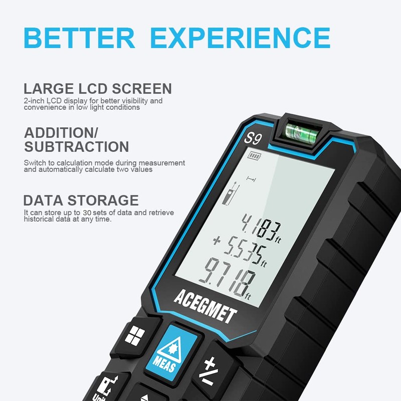 Laser Measurement Tool, ACEGMEACEGMET Laser Measure, 393ft/120m Laser Measurement Tool,